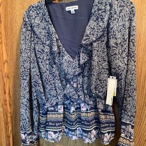 Long sleeve blouse with elastic waist